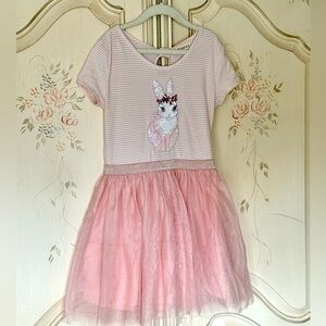 btween Girls’ 8 Sequined Bunny Blush Pink Short Sleeve Tulle Dress Easter/Spring